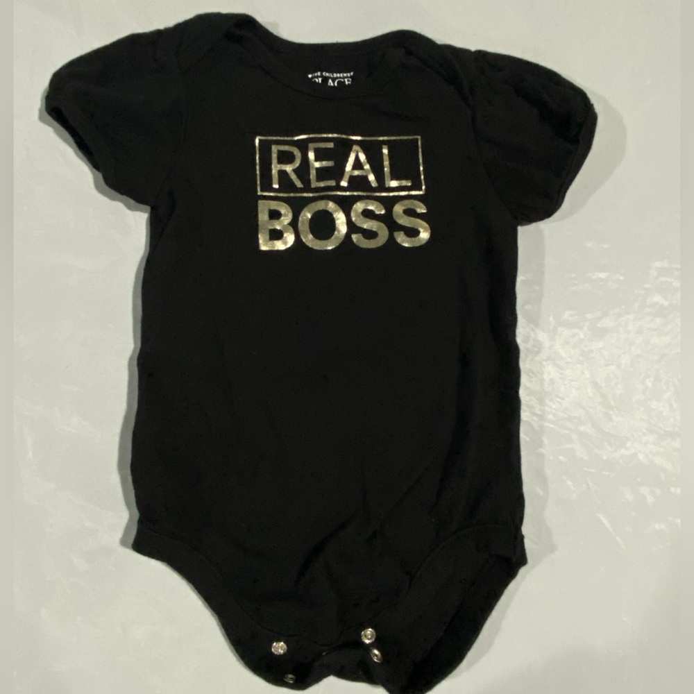The Children's Place Black and Gold Baby Onesie